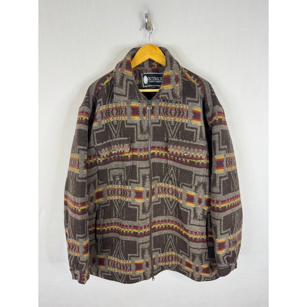Outback Trading Co Koda Jacket XXL Brown Southwestern Aztec Quilted Wool Blend